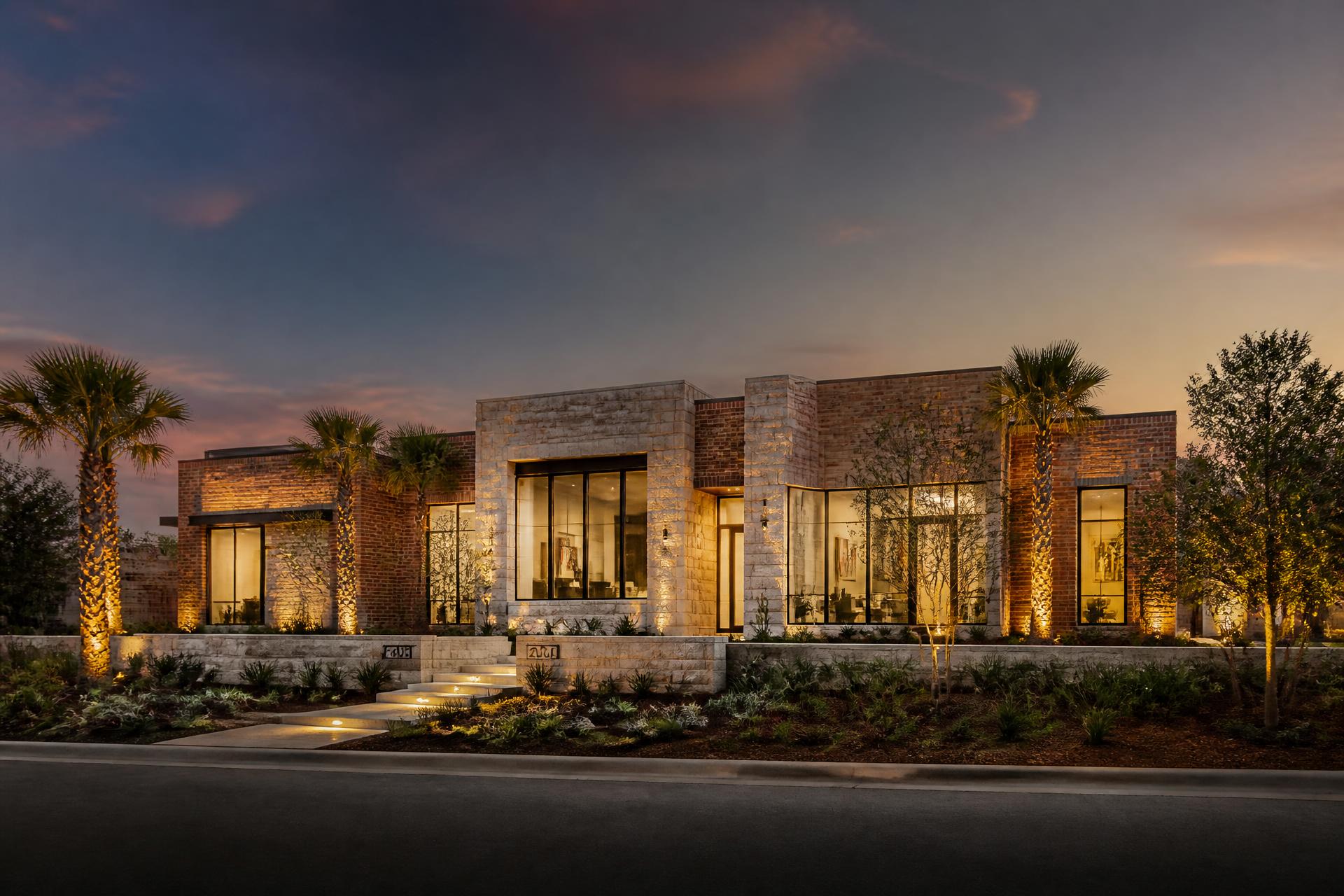 Luxury custom home built by Comfort Homes RGV at twilight